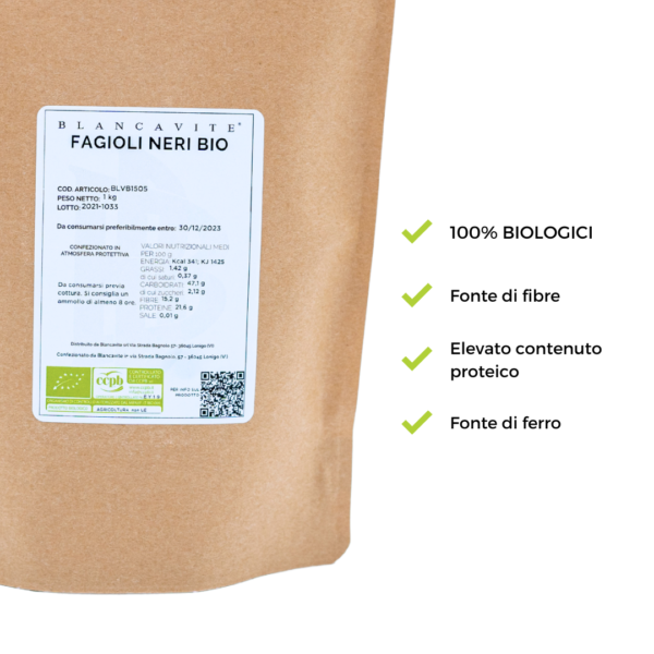 Riassunto scritto dei benefici dei Fagioli Neri Secchi BIO