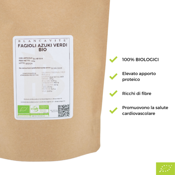Riassunto scritto dei benefici dei Fagioli Azuki Verdi BIO