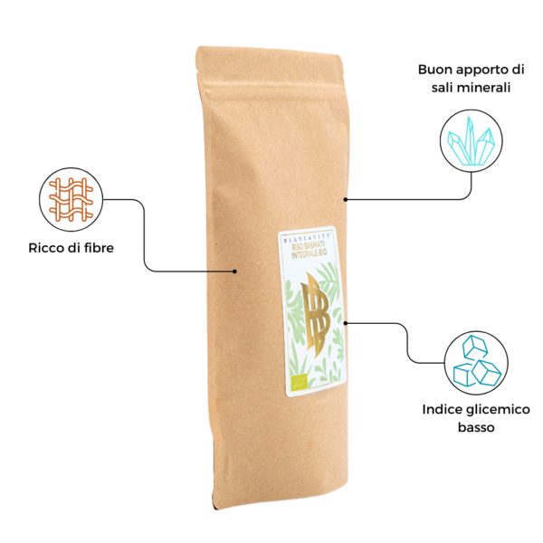 Schema grafico delle proprietà del Riso Basmati Integrale BIO
