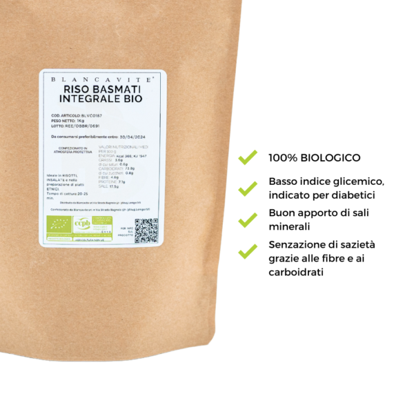 Riassunto scritto dei benefici del Riso Basmati Integrale BIO