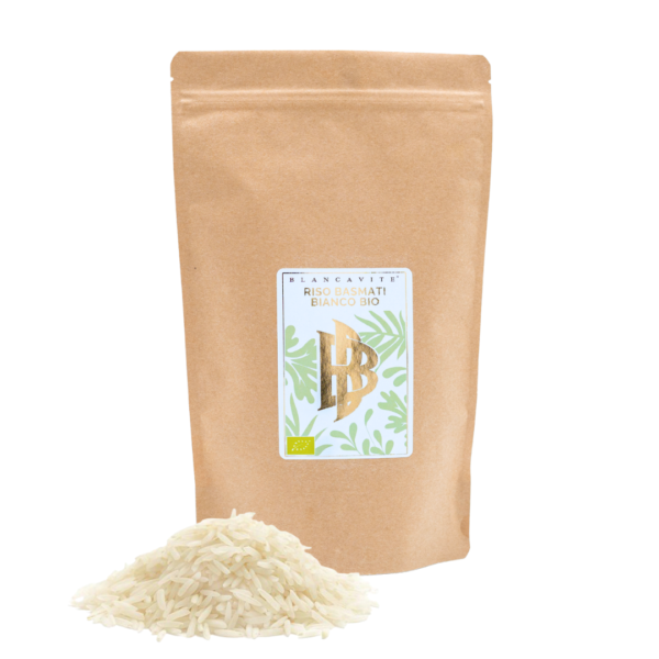 riso basmati bianco in doypack in carta kraft