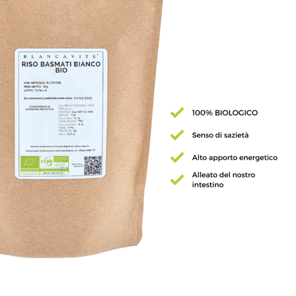 Riassunto scritto dei benefici del Riso Basmati Bianco BIO