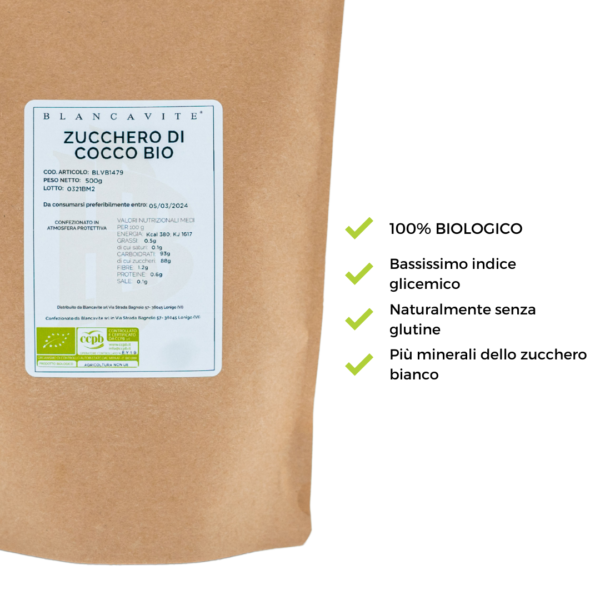 Riassunto scritto dei benefici dello Zucchero di Cocco BIO